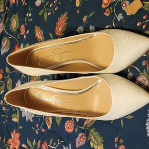 Jessica Simpson white pumps